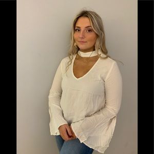 ⭐️New Arrival: White Choker Top with Bell Sleeves